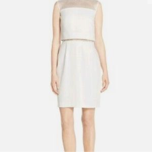 Aidan mattox dress Sz 6M Women's Lace Illusion Yoke Popover Crepe